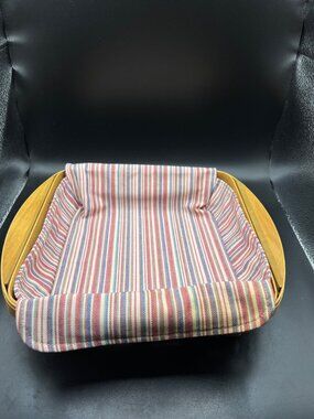 Longaberger Brownie Basket Striped Red White Blue Liner Made in USA Signed